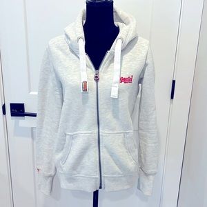 Super Dry vintage orange label hoodie. Size L. British Design Spirit of Japan